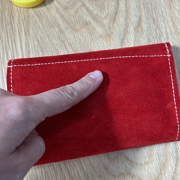 Vintage Red Orange Suede Wallet - Picture 15 of 15